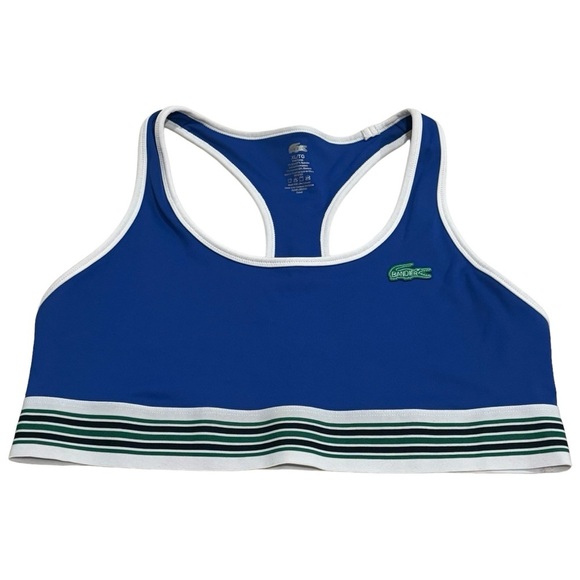 Lacoste X Bandier Stripe Band Racerback Sports Bra Blue and Green Size XL - Picture 3 of 7